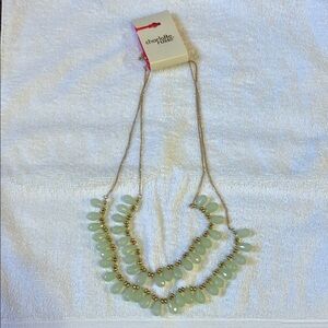 Charlotte Russe Charming Gold and Green Beaded Necklace